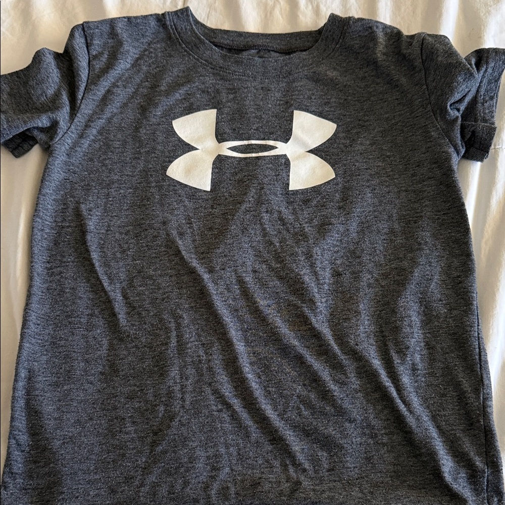 Under Armour Kids Gray Tee with White Emblem